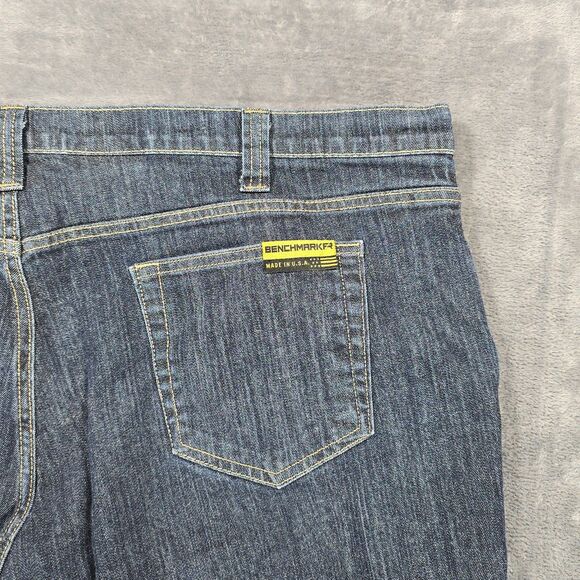 Benchmark Un-Holey FR Jeans Men 44x28 Blue ARC/HRC 2 Construction Workwear U.S.A - Picture 2 of 9
